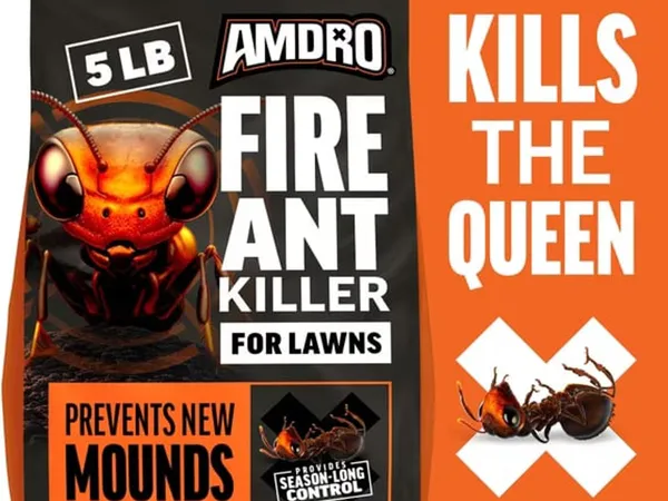 Amdro Fire Ant Killer Bait Granules — fotografía de producto del cebo para hormiga de fuego sobre fondo liso