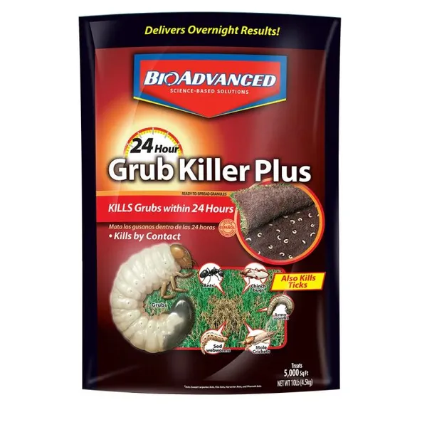 BioAdvanced 24-Hour Grub Killer Plus — granular grub curative product photograph on a plain background