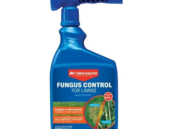 BioAdvanced Fungus Control for Lawns — fotografía de producto del fungicida de rotación sobre fondo liso