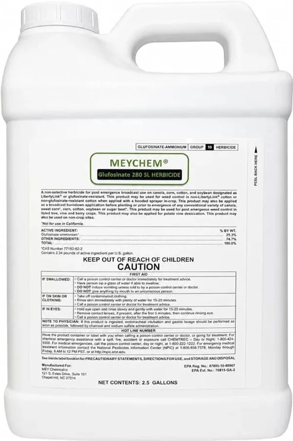 Tide International Glufosinate 280 SL Herbicide, 2.5 Gallons — non-selective contact herbicide product photograph on a plain background