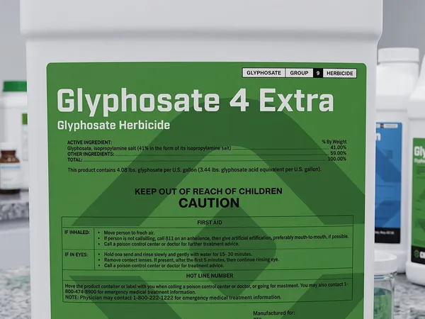 Glyphosate 4 Extra genérico (envase de distribuidor), 2.5 galones — herbicida sistémico no selectivo, fotografía de producto del fabricante