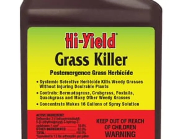 Hi-Yield Grass Killer Postemergence Grass Herbicide, 8 oz — fotografía de producto del herbicida selectivo para gramíneas sobre fondo liso