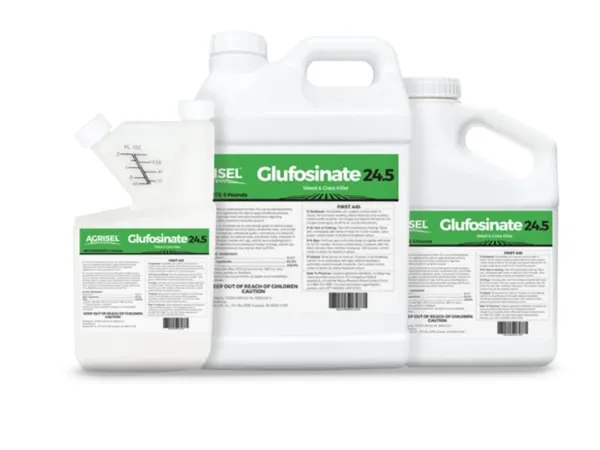 Liquid Harvest 24.5% Glufosinate Herbicide, 32 oz — fotografía de producto del herbicida de contacto no selectivo sobre fondo liso