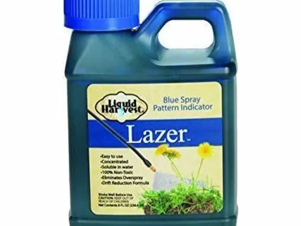 Liquid Harvest Lazer Blue Concentrated Spray Pattern Indicator, 8 oz — fotografía de producto del colorante indicador de patrón de pulverización sobre fondo liso