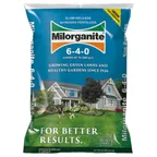Milorganite Slow-Release Nitrogen Fertilizer (6-4-0) — organic lawn fertilizer product photograph on a plain background