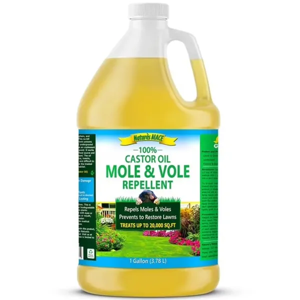 Natural Elements Mole & Vole Repellent, 100% Castor Oil Formula (1 gal) — liquid castor oil repellent product photograph on a plain background