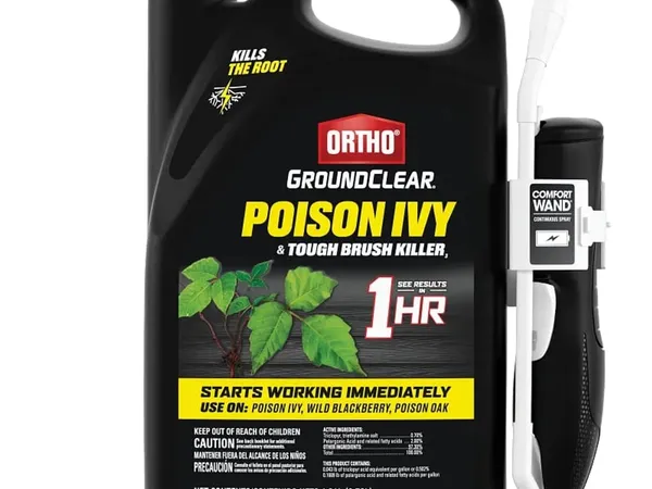 Ortho GroundClear Poison Ivy & Tough Brush Killer listo para usar, 1 gal — fotografía de producto del herbicida para matorral y hiedra venenosa sobre fondo liso