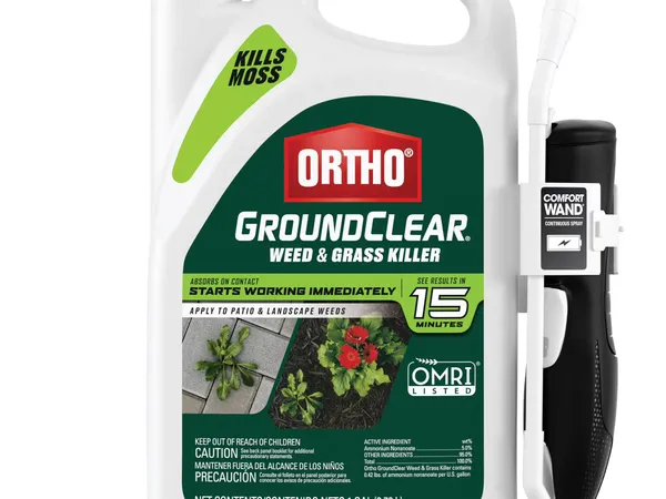 Ortho GroundClear Weed & Grass Killer con lanza Comfort Wand (1 gal) — fotografía de producto del quemante no selectivo a base de ácido graso sobre fondo liso