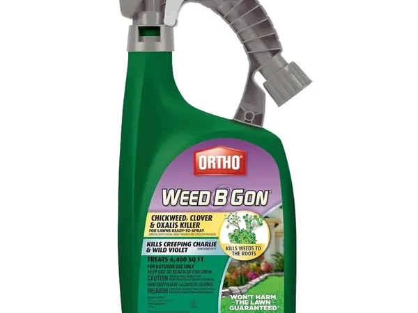 Ortho Weed B Gon Chickweed, Clover & Oxalis Killer Concentrate — fotografía de producto del herbicida selectivo para hoja ancha sobre fondo liso