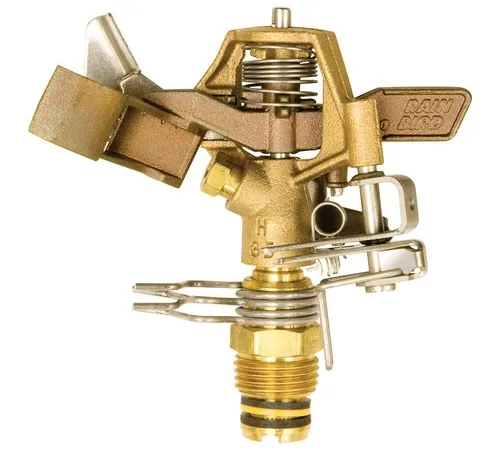 Aspersor de impacto de latón Rain Bird 25PJDAC — fotografía de producto sobre fondo liso