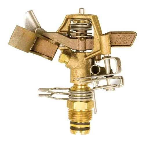 Rain Bird 25PJDAC brass impact sprinkler head — product photograph on a plain background