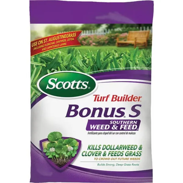 Scotts Turf Builder Bonus S Southern Weed & Feed₂ (29-0-10) — weed & feed for southern lawns product photograph on a plain background