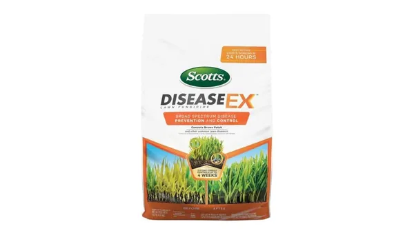 Scotts DiseaseEx Lawn Fungicide — fotografía de producto del fungicida sistémico sobre fondo liso