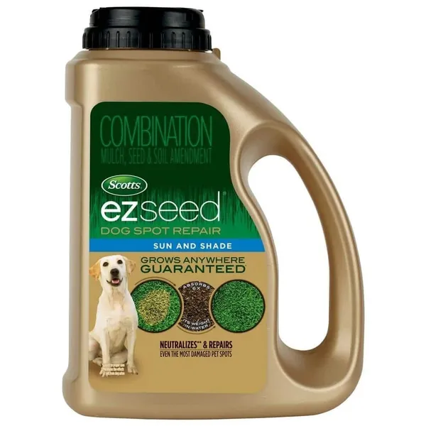 Scotts EZ Seed Dog Spot Repair, Sun and Shade — seed, mulch and soil amendment for urine-damaged spots product photograph on a plain background