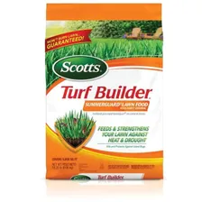 Scotts Turf Builder SummerGuard Lawn Food with Insect Control — fertilizer + insecticide product photograph on a plain background