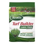 Scotts Turf Builder Lawn Food (32-0-4) — lawn fertilizer product photograph on a plain background