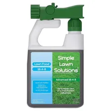 Simple Lawn Solutions Advanced 16-4-8 Balanced NPK Lawn Food (32 oz) — liquid complete fertilizer product photograph on a plain background