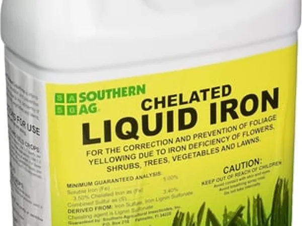 Southern Ag Chelated Liquid Iron (1 gal) — fotografía de producto del micronutriente sobre fondo liso