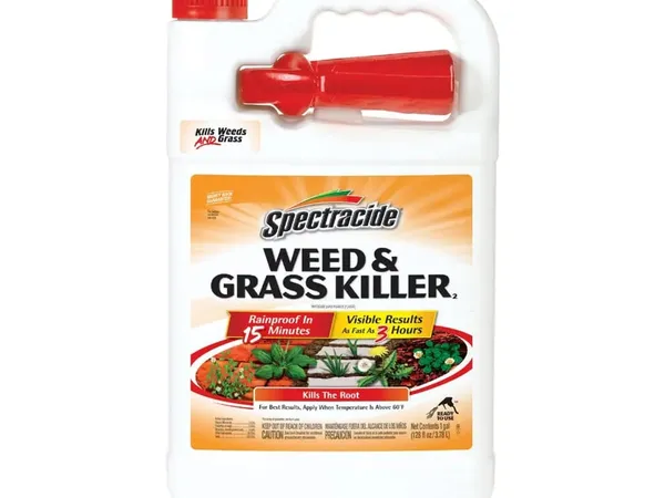 Spectracide Weed & Grass Killer₂ listo para usar (1 gal) — fotografía de producto del herbicida no selectivo listo para usar sobre fondo liso