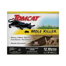 Tomcat Mole Killer, 12 Worm Baits โ bromethalin mole bait product photograph on a plain background