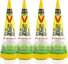 Victor Outdoor Mole & Gopher Poison Peanuts (4-pack) โ zinc phosphide grain bait product photograph on a plain background