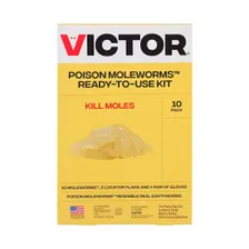 Victor Poison Moleworms with Tunnel Locator Flags (10-pack) โ bromethalin mole bait with marker flags product photograph on a plain background