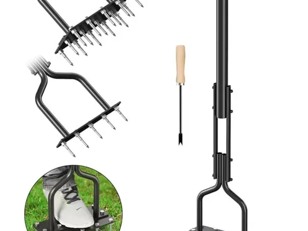 Walensee Manual Spike Lawn Aerator (15 púas) — fotografía de producto del aireador manual de púas sobre fondo liso